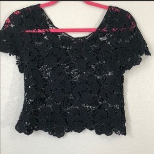 Black. Lace crop top